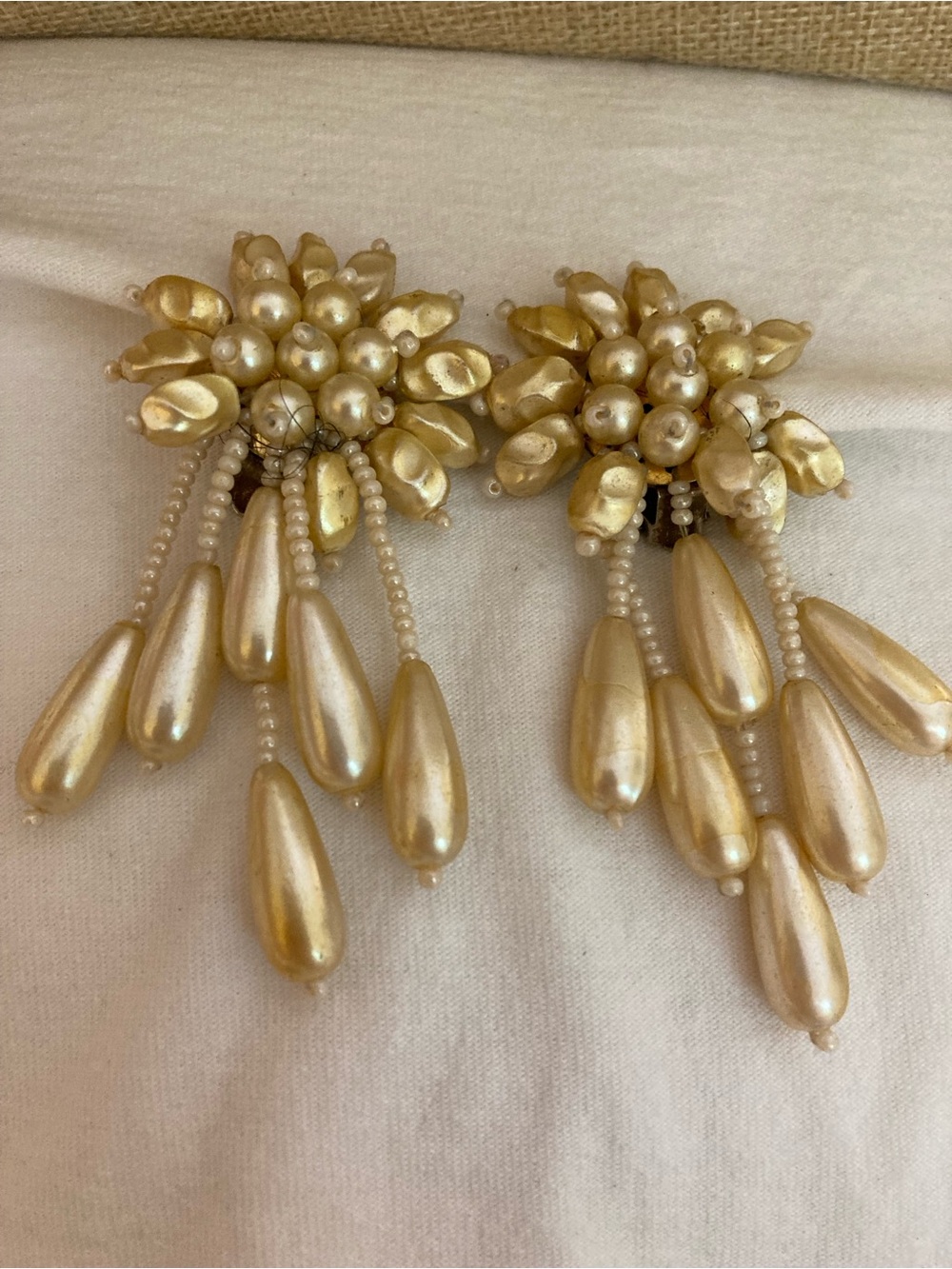 Vintage Cluster of Pearls Clip on Earrings
